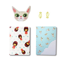 Load image into Gallery viewer, Png Kueh Girl and Kucinta Cat Fishy Stationery Set (With Kucinta Cat Notebook)